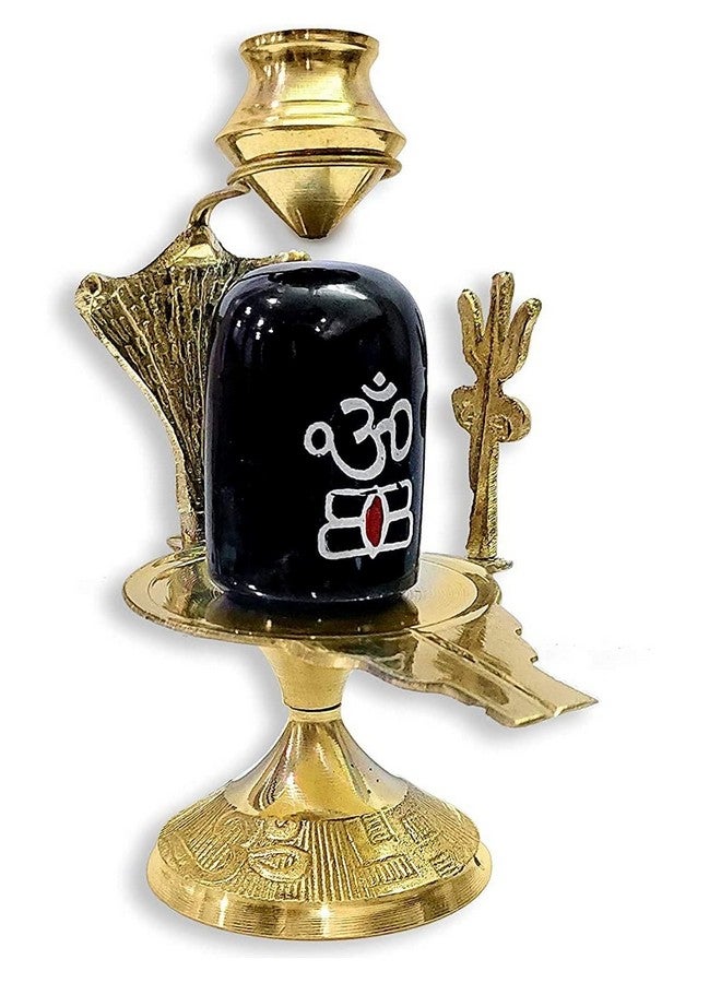 Stotram Brass Lord Shiva Linga Lingam Shivling Statue Shesnag Trishul with Brass Matki for Hindu Festive Pooja Puja Sculpture Items Shivling Showpiece - Image 1