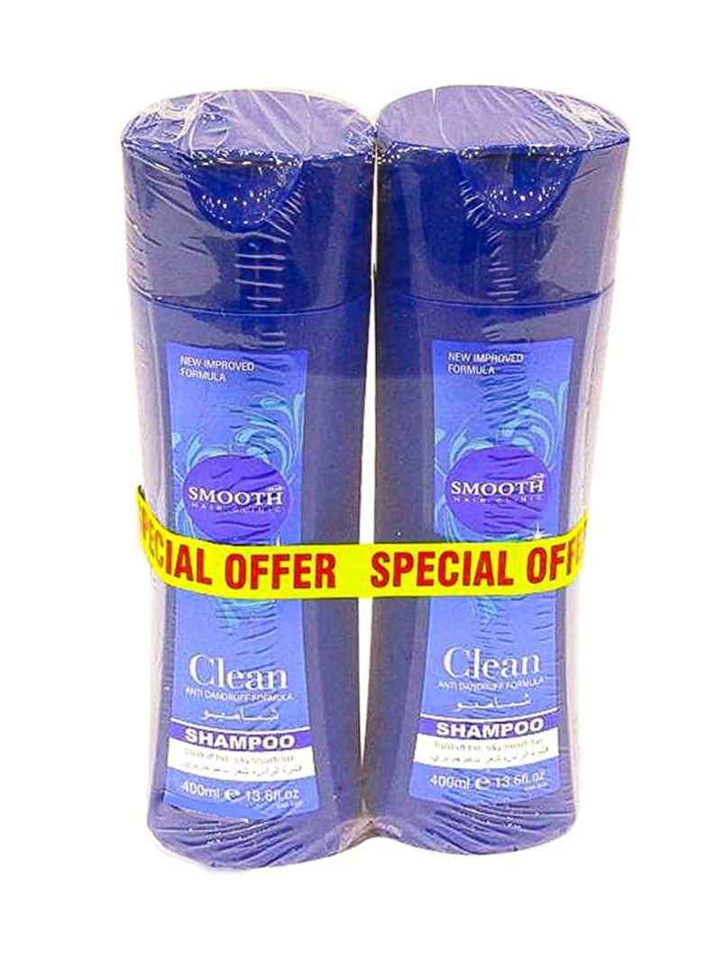 Smooth SM-348 Clean Anti-Dandruff 2 in 1 Hair Shampoo and Conditioner Pack of 2 (400 ML, Blue