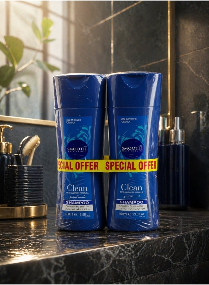 Feah smooth Smooth Clean Anti-Dandruff 2-in-1 Shampoo & Conditioner Pack of 2 (400ml Each) – Deep Cleansing & Scalp Care, Blue - Image 5