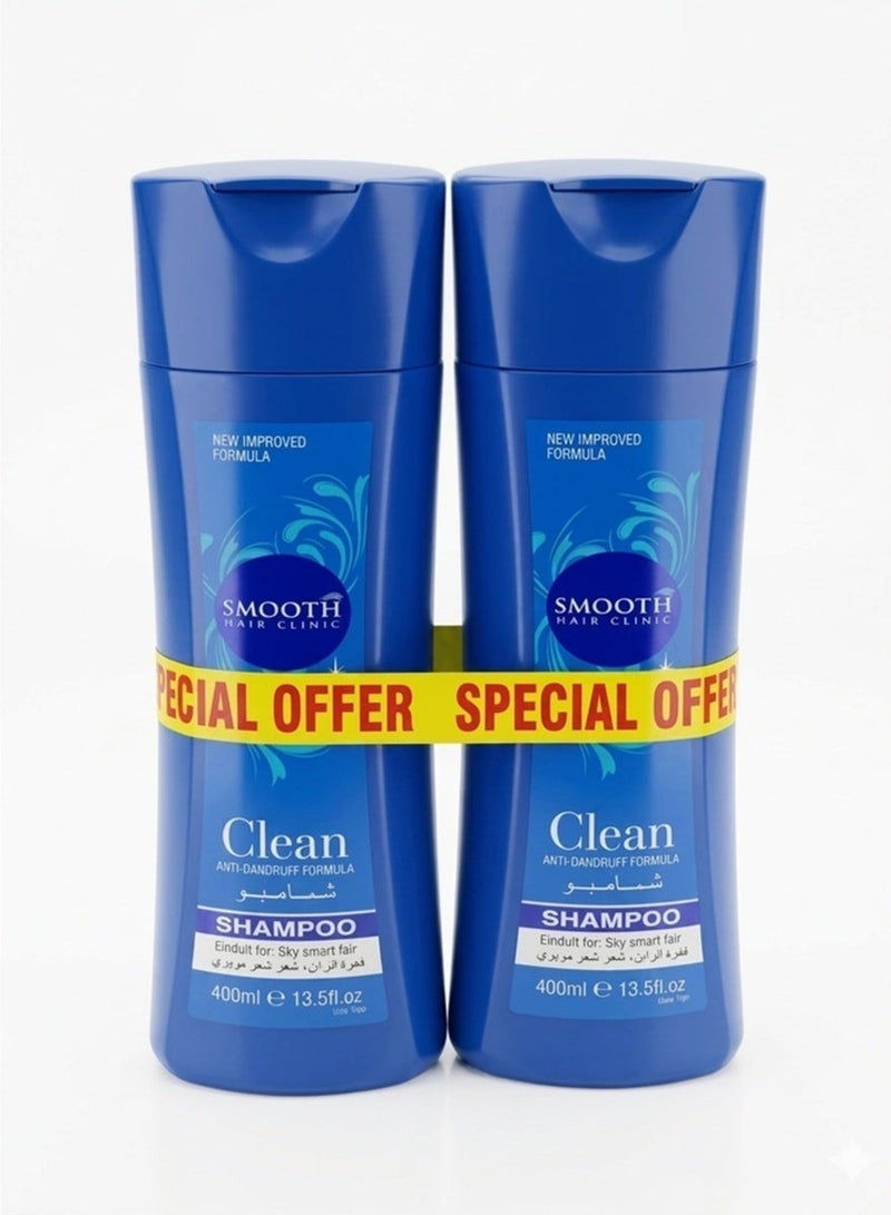 Feah smooth Smooth Clean Anti-Dandruff 2-in-1 Shampoo & Conditioner Pack of 2 (400ml Each) – Deep Cleansing & Scalp Care, Blue - Image 1