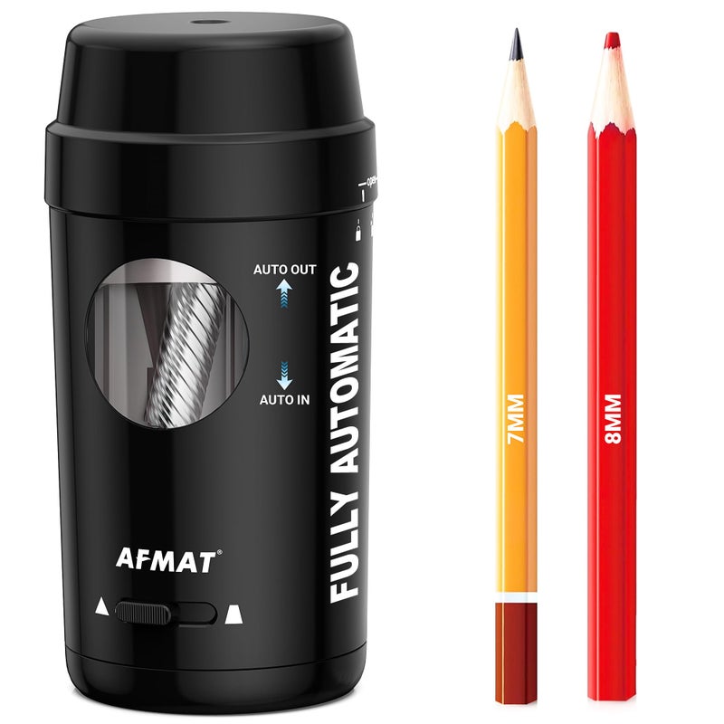 AFMAT Electric Pencil Sharpener, Auto in & Out, Fully Automatic Pencil Sharpener for Colored Pencils, Rechargeable Hands-Free Sharpeners for Ï†7-8mm Pencils, Good for Classroom/Home PSX8(Black) - Image 1