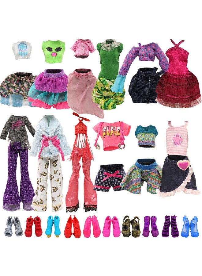 باروا 6 مجموعات من ملابس الدمى و6 أحذية لدمية Monster Girl مقاس 11 بوصة إكسسوارات أزياء ملابس كاجوال بلوزات وسراويل - Image 1