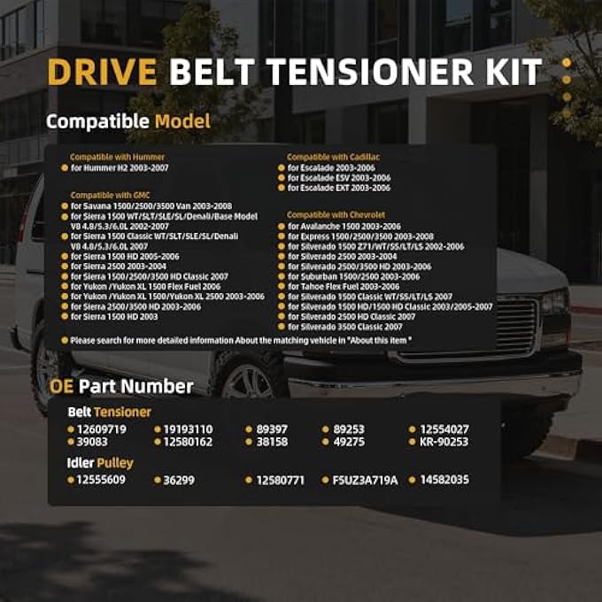 ريحني مجموعة مكون حزام سيربنتين كاملة 90K38158C تناسب جنرال موتورز 20032006 20022007 تناسب جي إم سي 20022007 12609719 12555609 12626222 - Image 3