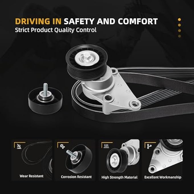 ريحني مجموعة مكون حزام سيربنتين كاملة 90K38158C تناسب جنرال موتورز 20032006 20022007 تناسب جي إم سي 20022007 12609719 12555609 12626222 - Image 5