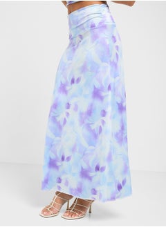 Ginger Backless Cowl Neck Blurred Floral Top & Maxi Skirt Set  - Image 4