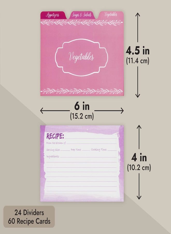 Juvale Wooden Recipe Box with Tabs & Dividers - 7 x 5 x 5 In, Brown Pinewood, Letter Print - Flip-Top Lid & Quick-Access Notch - 60-Card Set & 24 Dividers - Recipe Card Organizer Box - Image 4