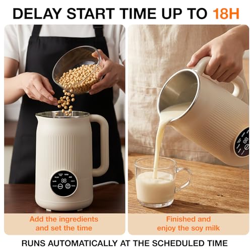CHANUBITO 8-IN-1 Nut Milk Maker, 40 oz Soy milk Machine Maker Homemade Almond Oat Coconut Plant Based and Dairy Free Beverages, Countertop Blender With Delay Start/Keep Warm/Boil Water/Self-Cleaning - Image 4
