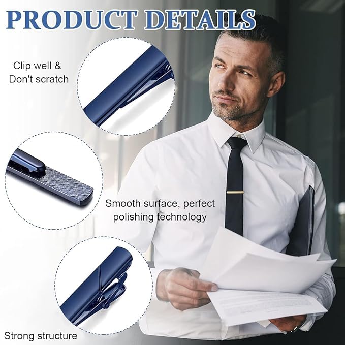 Simxen Tie Clips,4 PCS Long Tie Bar Clip Set for Men Necktie Bar Pins Men's Tie Accessories for Men Daily Life Business Anniversary Engagement - Image 2