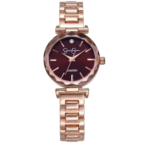 Jessica Simpson Diamond Collection Womens Watch Classic Quartz Metal Band Round Faceted Crystal Face Elegant Dress Watch for Women - Image 1