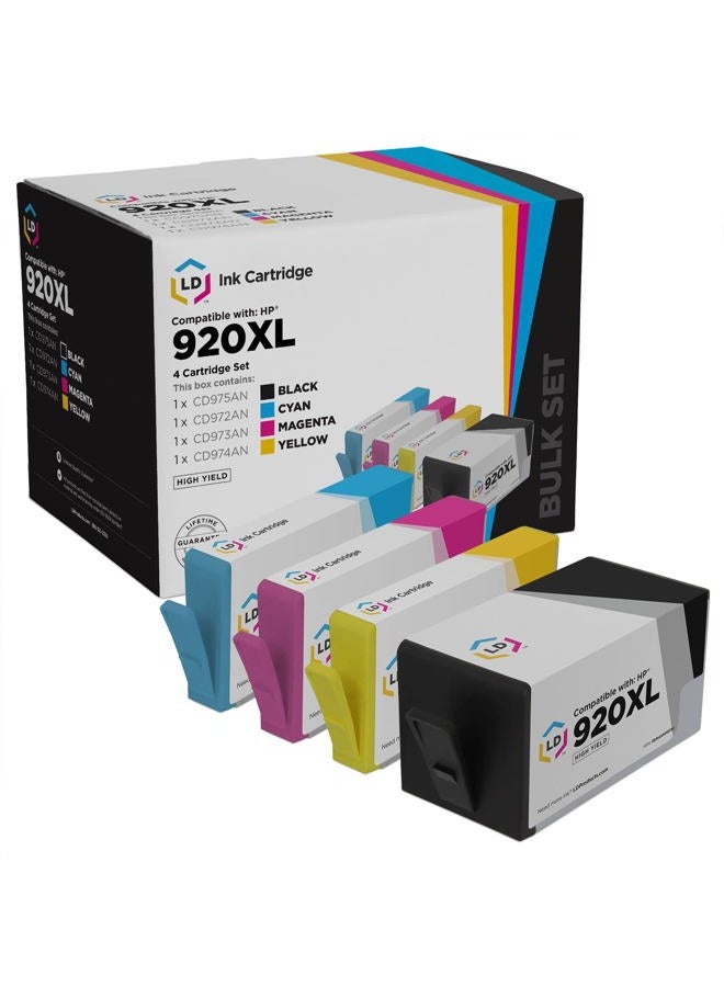 LD Products Remanufactured Replacements for HP 920XL / 920 Ink Cartridges: CD975AN Black, CD972AN Cyan, CD973AN Magenta & CD974AN Yellow for OfficeJet 6000, 6500, 6500a, 6500a Plus, 7000 & 7500a - Image 1