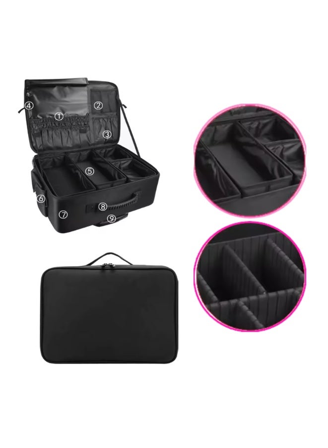 BLC Large Capacity Makeup Bag with Multi-Compartments, Cosmetic Organizer Travel Storage for Cosmetology, Tatto Artist, Hairdresser,Black - Image 4