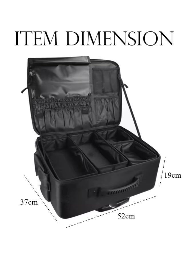 BLC Large Capacity Makeup Bag with Multi-Compartments, Cosmetic Organizer Travel Storage for Cosmetology, Tatto Artist, Hairdresser,Black - Image 2