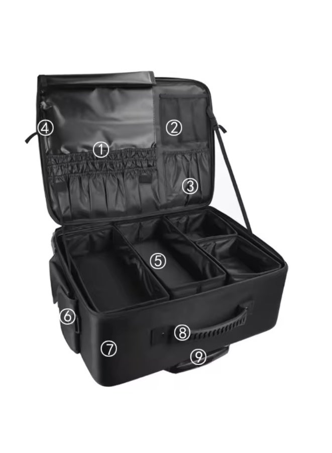 BLC Large Capacity Makeup Bag with Multi-Compartments, Cosmetic Organizer Travel Storage for Cosmetology, Tatto Artist, Hairdresser,Black - Image 3