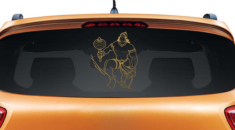WallDesign Vinyl Hanumanji Car Sticker, 10 x 0.1 x 12 Inches, Gold-Self-Adhesive - Image 2