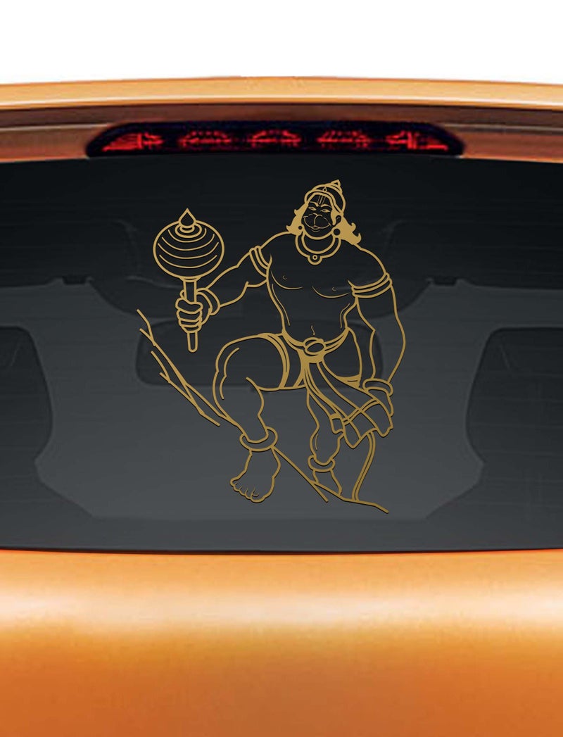 WallDesign Vinyl Hanumanji Car Sticker, 10 x 0.1 x 12 Inches, Gold-Self-Adhesive - Image 5
