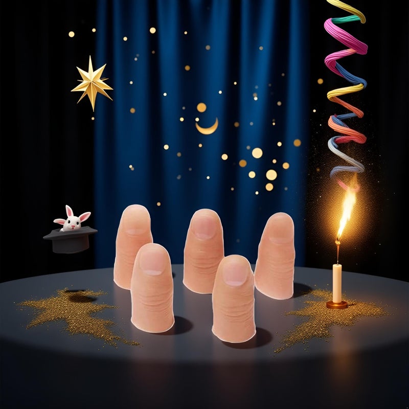 Fansoftiks 5 Pcs Magic Trick Fingers Fake Thumb Tips Stage Show Prop Prank Magic Kits and Accessories Novelty Toys - Image 3