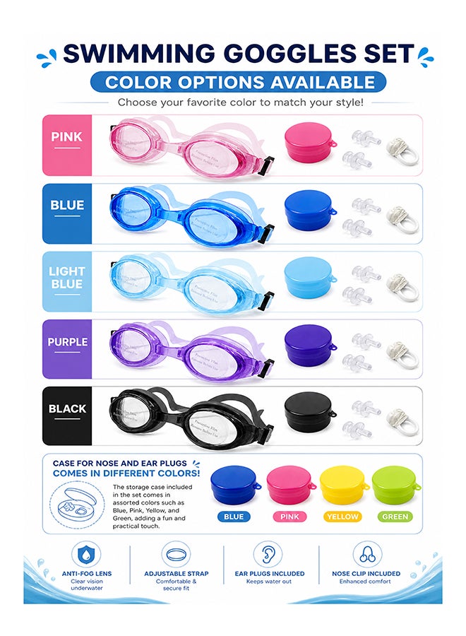DBLEW Swimming Goggles with Earplugs – Anti-Fog Swim Glasses Set, Blue - Image 3