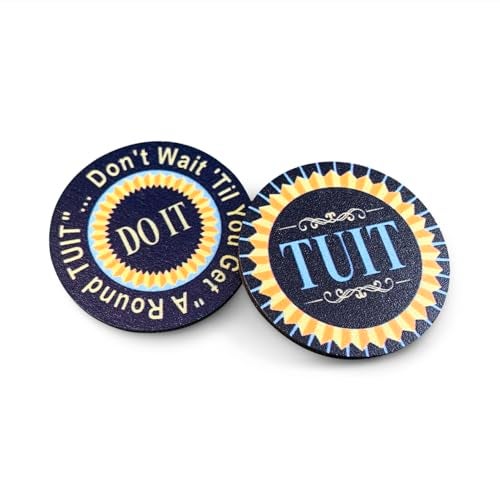 Trainers Warehouse Colorful Round TUIT Tokens 24Set No Better Way to Say Dont Procrastinate Do it Now Than with a A Round TUIT Blue Painted Wood - Image 5