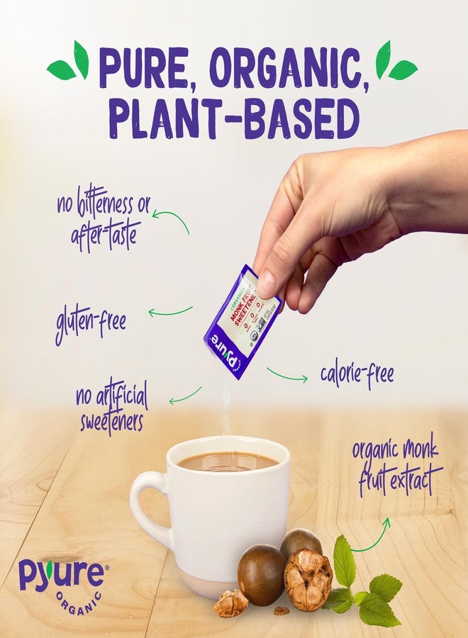 Pyure Organic Monk Fruit Sweetener Packets | White Sugar Substitute for Baking, Coffee & Tea | Zero Carb, Zero Calorie, Keto, Plant-Based, Non-GMO, Gluten-Free, USDA Organic | 80 Count - Image 4
