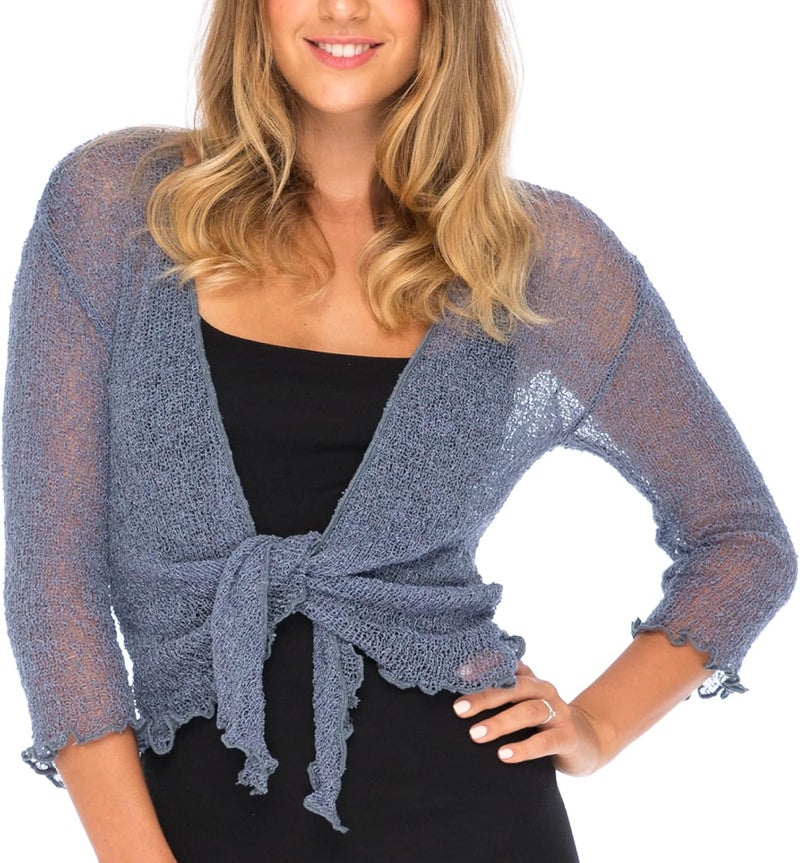 Back From Bali Womens Sheer Shrug Cardigan Lightweight Knit - Image 1