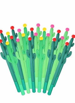 Excefore Gel Pens, 24 Pcs Cactus Pens for Kids Ink Roller Shaped Ballpoint Black Pen with Flower Office School Supplies Home Writing  - Image 1
