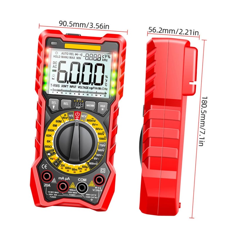 أوبيريتاكس مقياس رقمي رفيع مع إضاءة خلفية وضوء كاشف وإنذار جهد بدون تلامس - Image 3