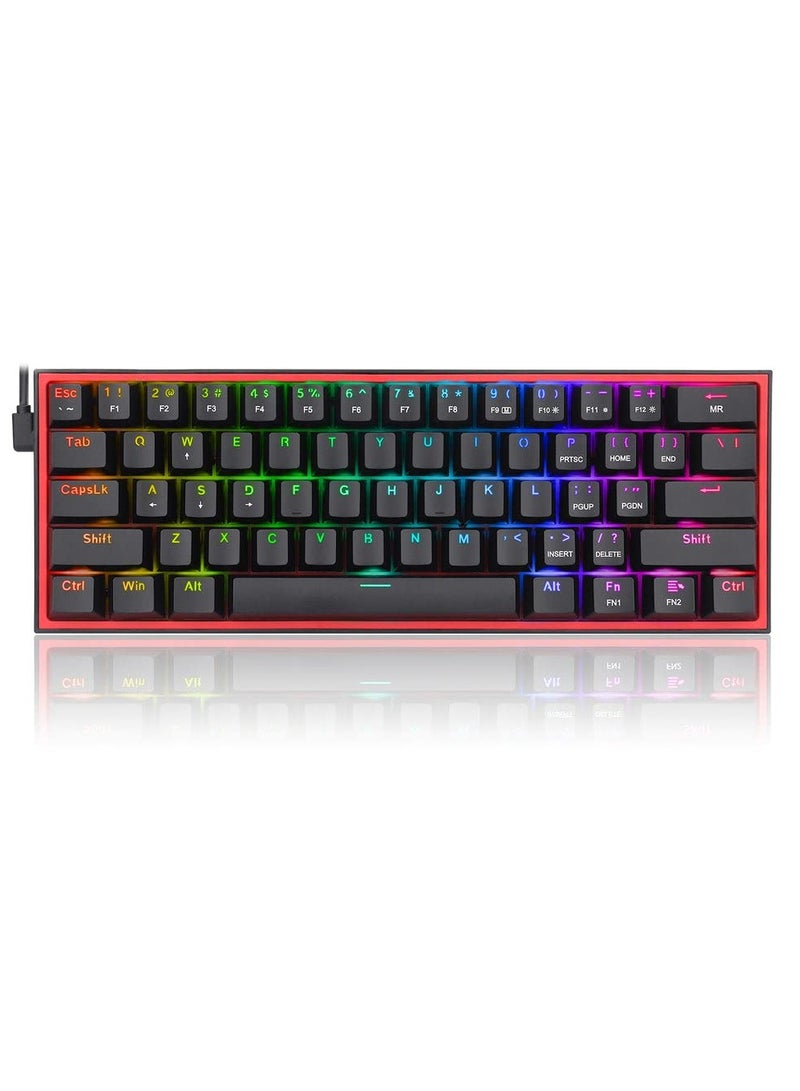 erorex K617 Fizz 60% Wired RGB Gaming Keyboard, 61 Keys Compact Mechanical Keyboard, (Linear RED Switch), Pro Driver/Software Supported || Black - Image 1