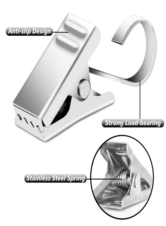Hisuper 25 pcs Shower Curtain Clips Hooks Stainless Steel Wide Flat Patio String Hanger Wire Holder Clip for Shower Drape Track Christmas Lights Decor Photos Art Craft Display Clips - Image 4