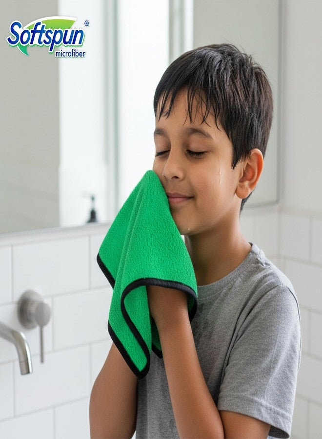 SOFTSPUN Microfiber Baby Hand & Face Wipes 280 GSM 20x30 Cms, 4 Piece Towel Set, Parrot Green! Super Soft & Comfortable for Newborn Baby and Kids Quick Drying Ultra Absorbent in Small Size. - Image 2