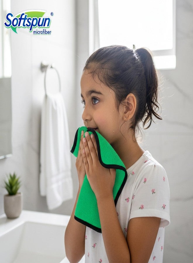 SOFTSPUN Microfiber Baby Hand & Face Wipes 280 GSM 20x30 Cms, 4 Piece Towel Set, Parrot Green! Super Soft & Comfortable for Newborn Baby and Kids Quick Drying Ultra Absorbent in Small Size. - Image 3