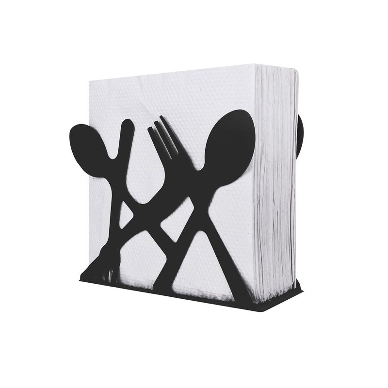 SHEING Metal Napkin Holder for Home Kitchen Restaurant Picnic Women Theme Tabletop Paper Organizer Upright Tissue Dispenser Black 7 - Image 1