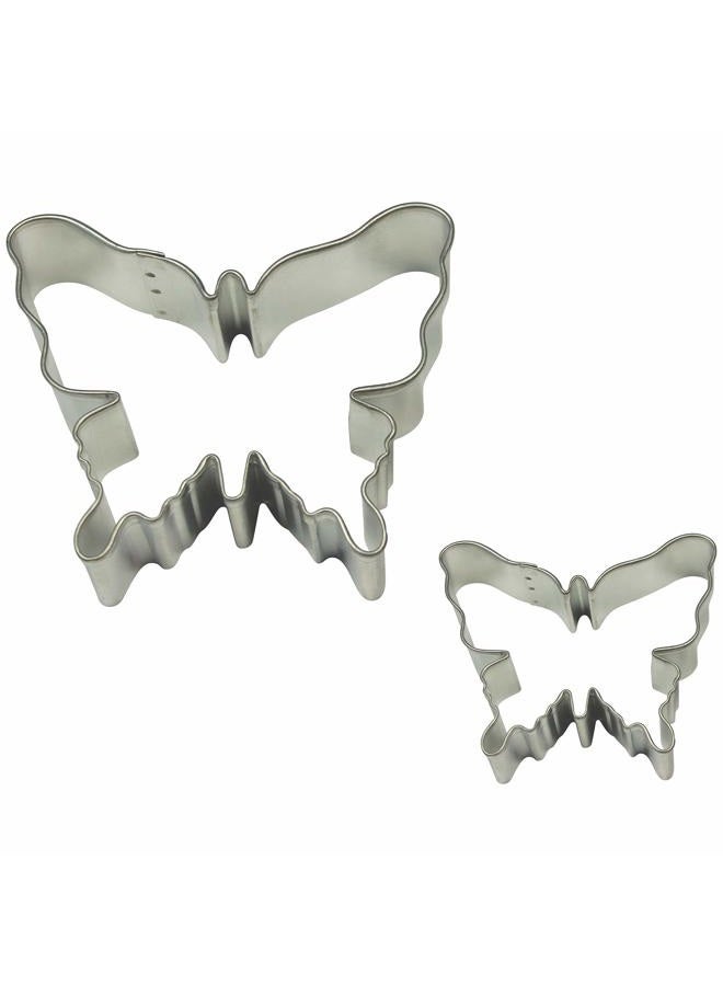 PME Butterfly Cookie and Cake Cutters, Small and Large Sizes, Set of 2, Silver - Image 1