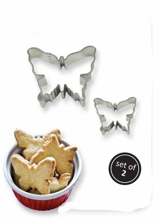 PME Butterfly Cookie and Cake Cutters, Small and Large Sizes, Set of 2, Silver - Image 2