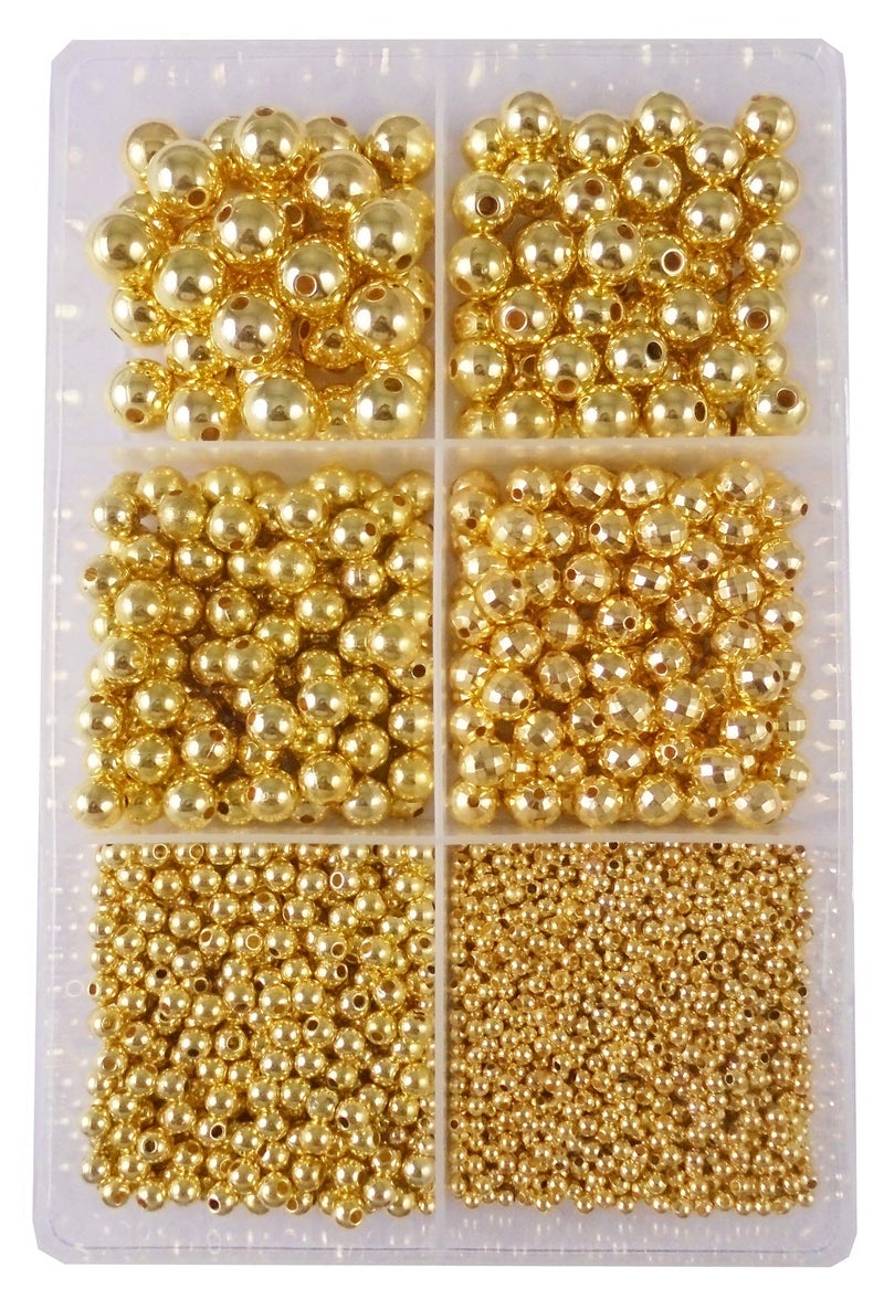eshoppee 200 gm Golden Color Round Shape Plastic Beads for Jewellery Making, Art and Crafts Work for Necklace Bracelet Earring Making DIY Kit (19) - Image 1