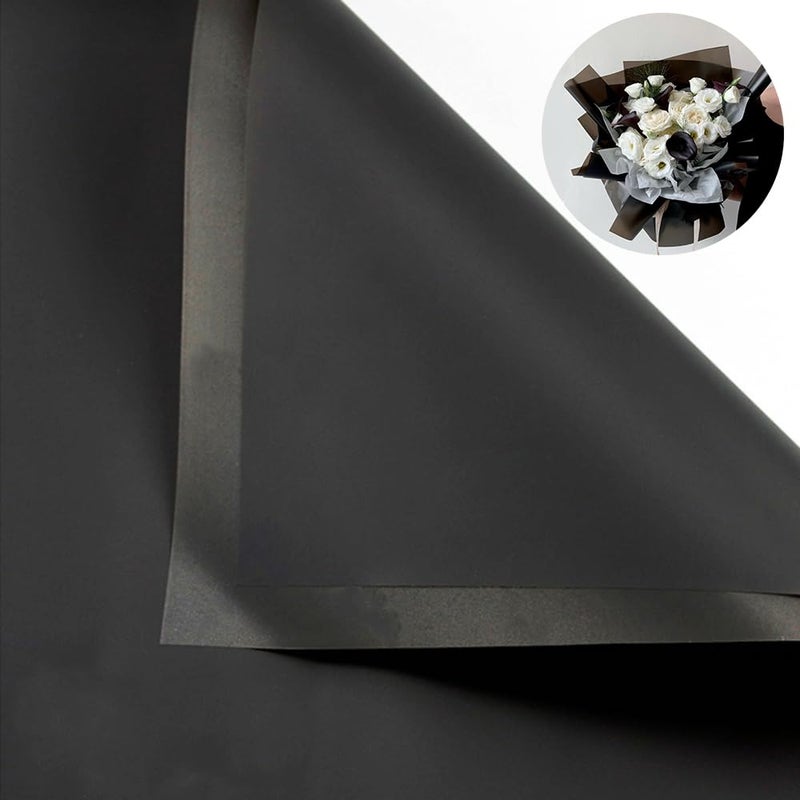 BBJ WRAPS Korean Style Flower Wrapping Paper Floral Bouquet Gift Packaging Supplies Multi Colors 20 Counts Black