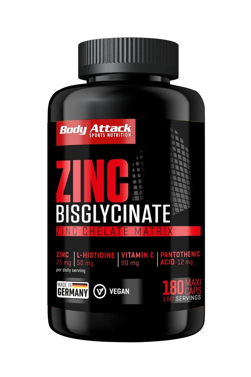 Body Attack كبسولات زنك بيسغليسينات 180 ماكسي نباتية