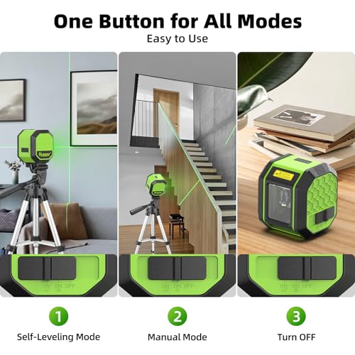 Huepar Laser Level with Tripod, HUEPAR 100Ft Self Leveling Laser Level Rechargeable Green Cross Line Laser Leveler Tool for Picture Hanging, Tile, Home Renovation, Carrying Bag Included (25.6 in Tripod) - Image 3