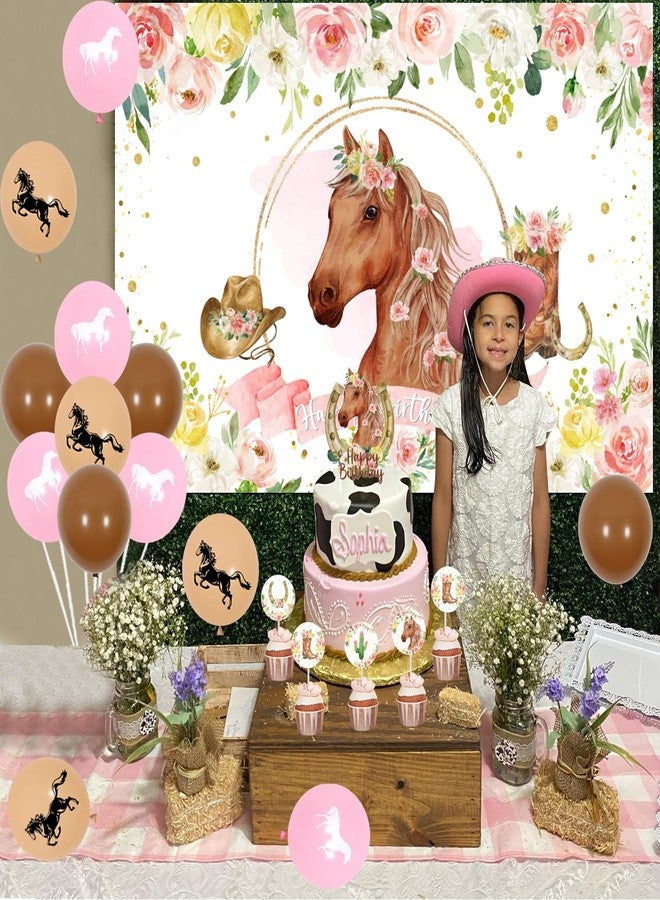 Fangleland Horse Birthday Party Decorations Kit for Girls - Themes Banner & Photo Backdrop, Cake Cupcake toppers, Racing Balloons, Western Cowgirl Happy Supplies - Image 5