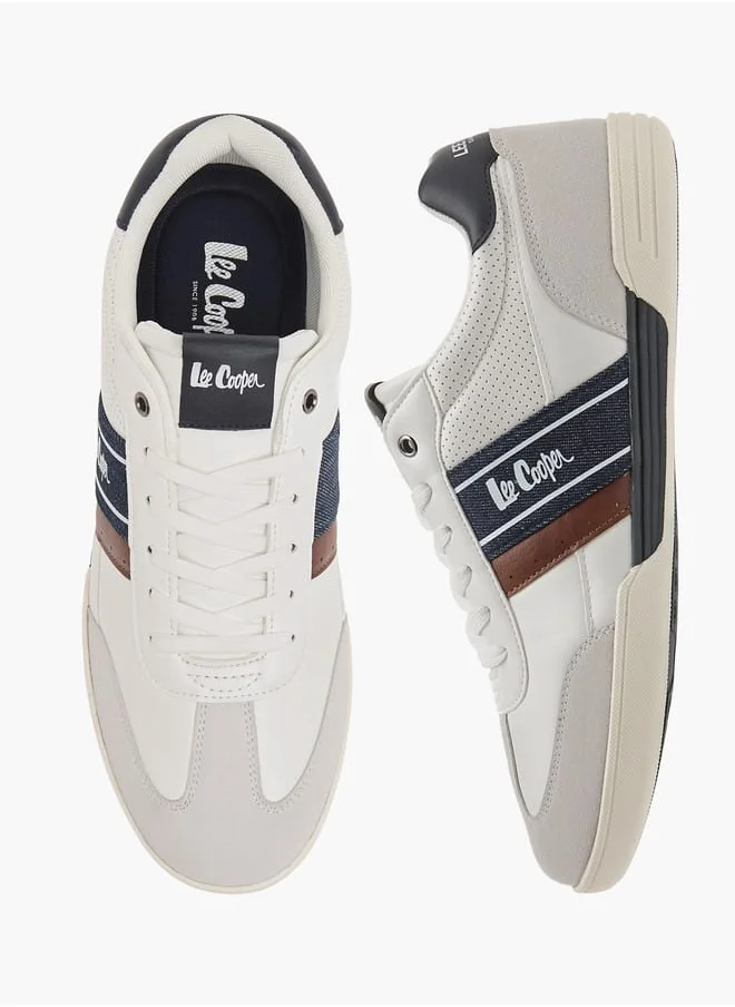 لي كوبر Mens Panelled Ankle Sneakers With Lace-Up Closure