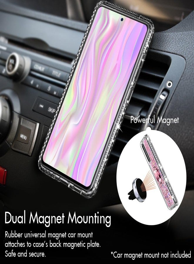 Silverback for Samsung Galaxy S20 FE 5G Holographic Sparkle Glitter Case with Stand, Bling Diamond Ring - Pink - Image 4