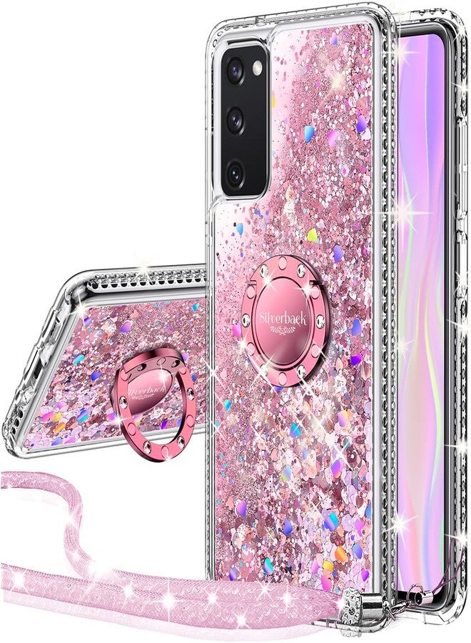 Silverback for Samsung Galaxy S20 FE 5G Holographic Sparkle Glitter Case with Stand, Bling Diamond Ring - Pink - Image 1