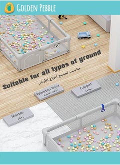 bbet Playpen, Playpen for Baby, 180*200cm Baby Play Area, Baby Playpen with Mat Baby Fence for Baby Safety,Fence for Kids ,Infant Indoor And Outdoor Kids Activity Center With 50 Pieces Ocean Balls and 2 Packs of Pull Rings حاجز العاب للاطفال سياج امان للعب الاطفال  - Image 5