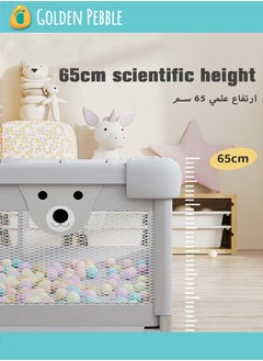 bbet Playpen, Playpen for Baby, 180*200cm Baby Play Area, Baby Playpen with Mat Baby Fence for Baby Safety,Fence for Kids ,Infant Indoor And Outdoor Kids Activity Center With 50 Pieces Ocean Balls and 2 Packs of Pull Rings حاجز العاب للاطفال سياج امان للعب الاطفال  - Image 4