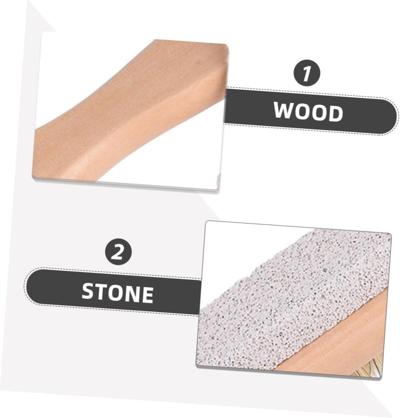GANAZONO 3pcs Double-Sided Foot Scrubber Pumice Stone Boar Bristle Brush with Wooden Handle Dead Skin Removal Foot File Exfoliator for Shower - Image 3