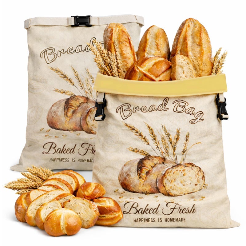 fufeisi Beeswax Bread Bags for Sourdough, 2 Pack Reusable Bread Bag for Storage XL 17x13 Inch, Large Linen Bags for Homemade Sourdough - Keep Fresh, Freezer Safe - Image 1