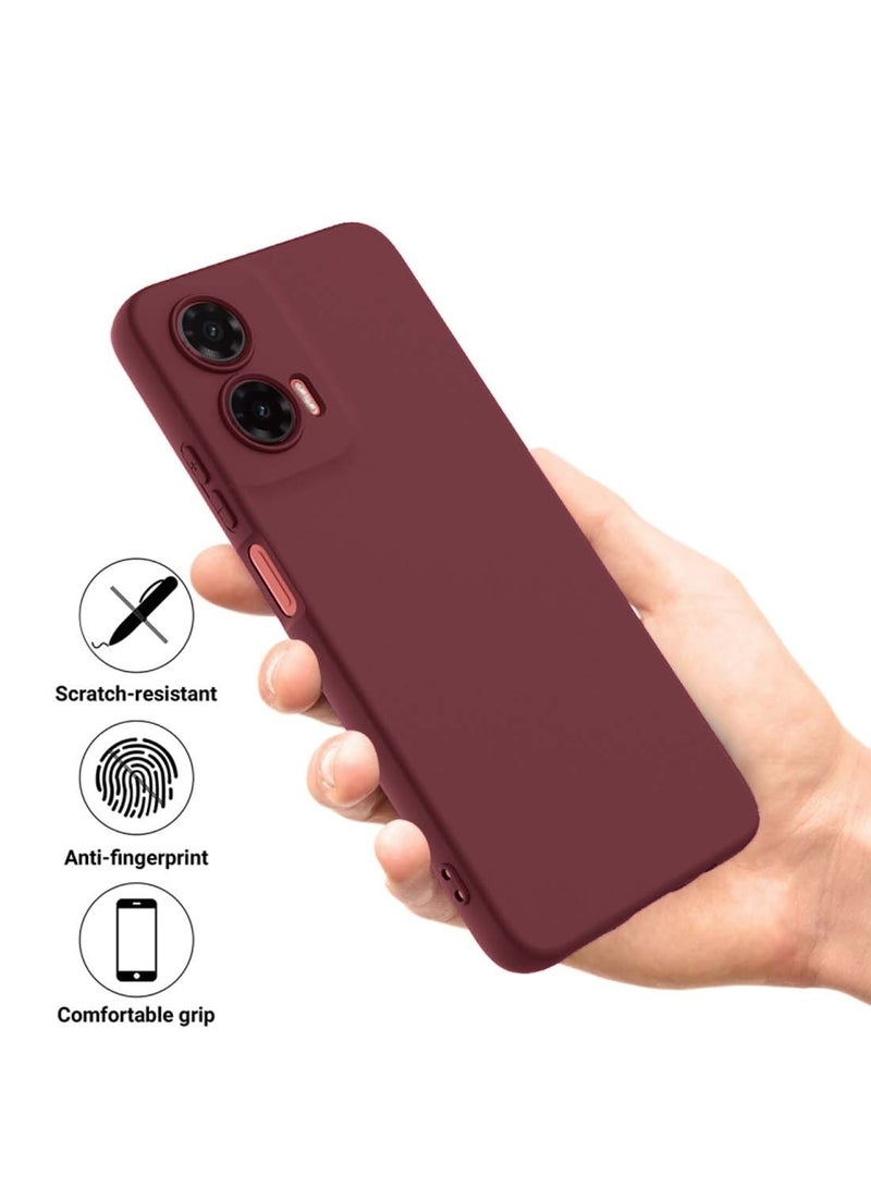 Wtech Motorola Moto G35 5G 2024 Premium Soft Liquid Silicone Case Cover - Maroon - Image 5