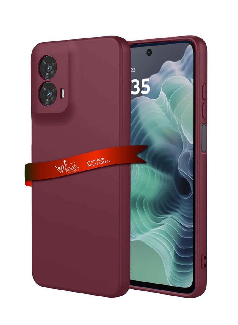 Wtech Motorola Moto G35 5G 2024 Premium Soft Liquid Silicone Case Cover - Maroon - Image 1