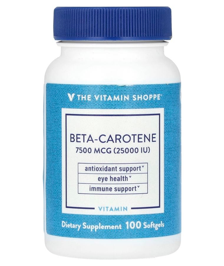 The Vitamin Shoppe Beta-Carotene  7500 mcg (25000 IU) 100 Softgels
