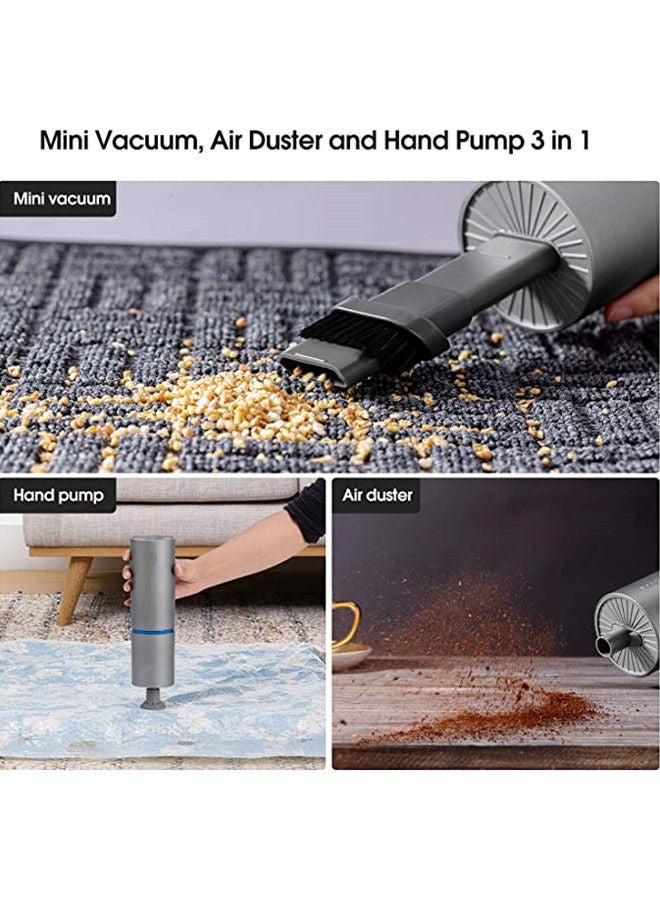 ISank مكنسة كهربائية صغيرة، منفضة هواء ومضخة يدوية 3 في 1، مكنسة كهربائية صغيرة محمولة لاسلكية، قابلة لإعادة الشحن عبر USB، سهلة التنظيف لسطح المكتب ولوحة المفاتيح والدرج والجزء الداخلي للسيارة والشقوق الأخرى، مساحات صغيرة - Image 2