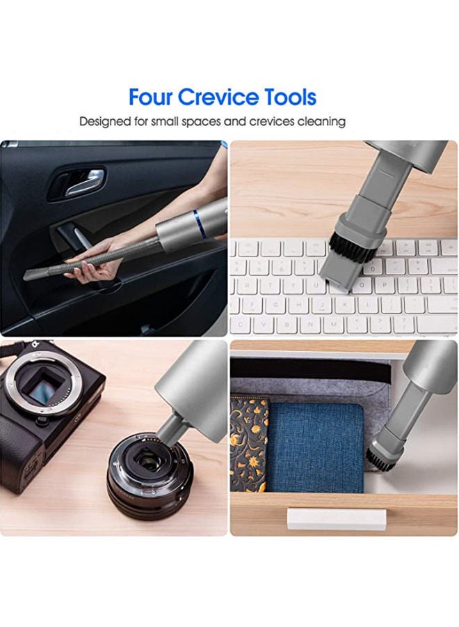 ISank مكنسة كهربائية صغيرة، منفضة هواء ومضخة يدوية 3 في 1، مكنسة كهربائية صغيرة محمولة لاسلكية، قابلة لإعادة الشحن عبر USB، سهلة التنظيف لسطح المكتب ولوحة المفاتيح والدرج والجزء الداخلي للسيارة والشقوق الأخرى، مساحات صغيرة - Image 3